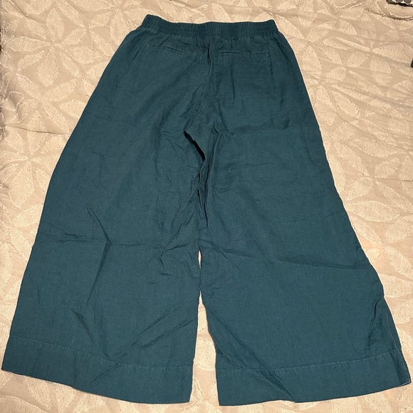 Athleta teal wide leg cropped linen pants, size 6 - Picture 3 of 6
